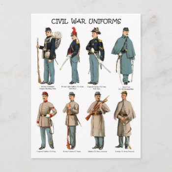 American Civil War Uniforms Postcard by HTMimages at Zazzle