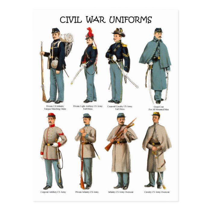 American Civil War Uniforms Postcard Zazzle