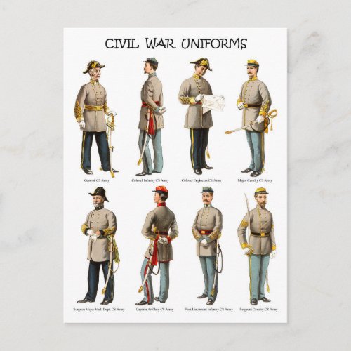 American Civil War Uniforms Postcard