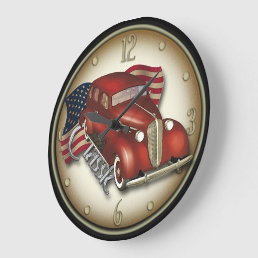 American Classic Car Wall Clock Zazzle