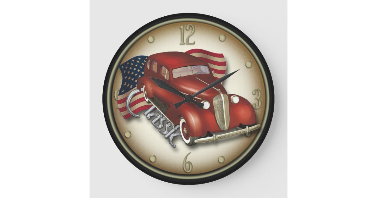 American Classic Car Wall Clock Zazzle