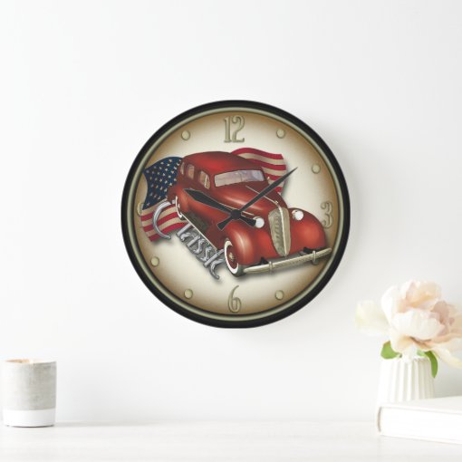 American Classic Car Wall Clock Zazzle