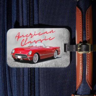 American Classic Vintage Red Convertible Luggage Tag