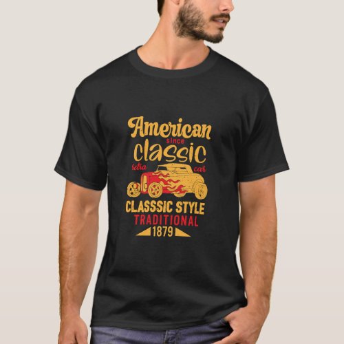 American Classic Vintage Retro Car Racing Hot Rod  T_Shirt
