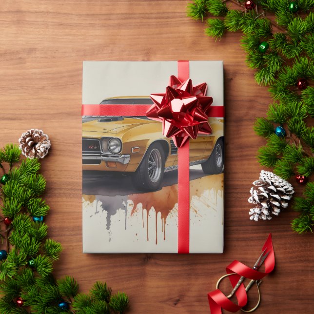 American Classic Yellow Car Wrapping Paper (Holiday Gift)