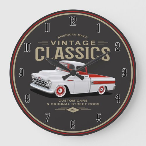 American Classics White Truck Large Clock
