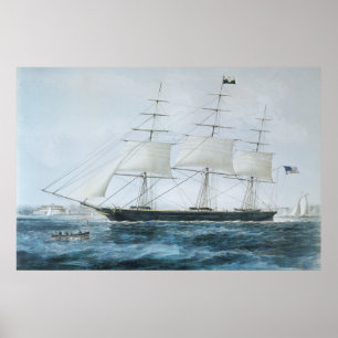 American Clipper Ship Nightingale at New York Poster