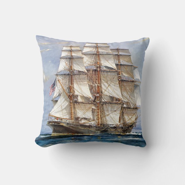 American Clipper Sovereign of the Seas Throw Pillow (Front)