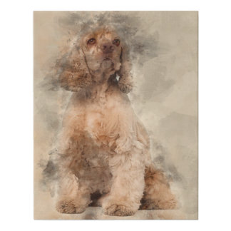 American Cocker Spaniel Art Watercolor Cute Dog Faux Canvas Print