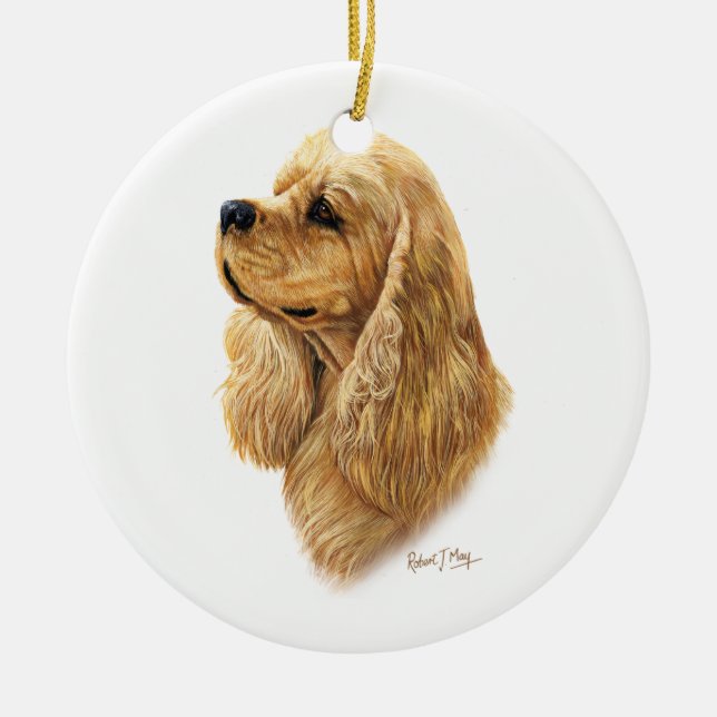American Cocker Spaniel Ceramic Ornament (Front)