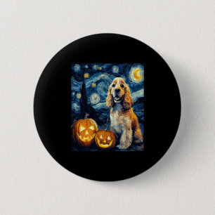 American Cocker Spaniel Cute Dog Halloween Jack O  Button