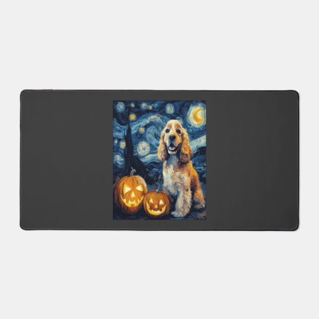 American Cocker Spaniel Cute Dog Halloween Jack O  Desk Mat (Front)