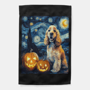 American Cocker Spaniel Cute Dog Halloween Jack O Garden Flag