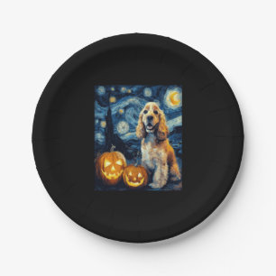 American Cocker Spaniel Cute Dog Halloween Jack O Paper Plates