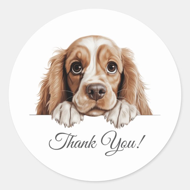 American Cocker Spaniel Cute Dog Thank You Classic Round Sticker (Front)