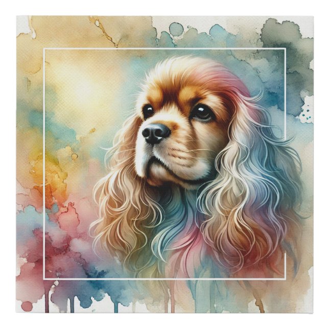 American Cocker Spaniel Dog 070824AREF137 - Waterc Faux Canvas Print (Front)