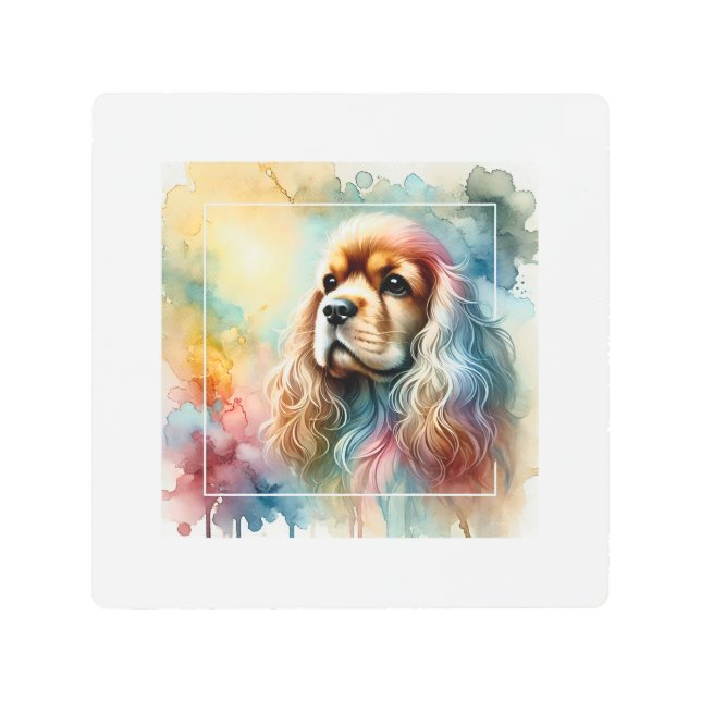American Cocker Spaniel Dog 070824AREF137 - Waterc Metal Print (Front)