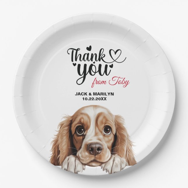 American Cocker Spaniel Dog Wedding Cocktail Paper Plates (Front)