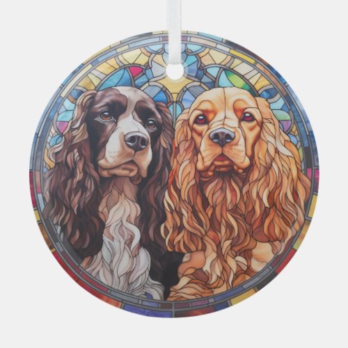 American Cocker Spaniel Dogs Stained Glass Ornament