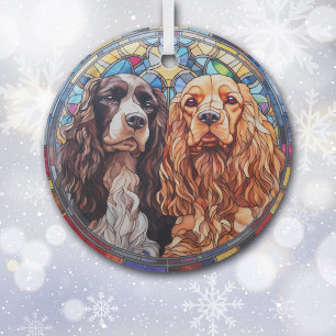 American Cocker Spaniel Dogs Stained Glass Ornament