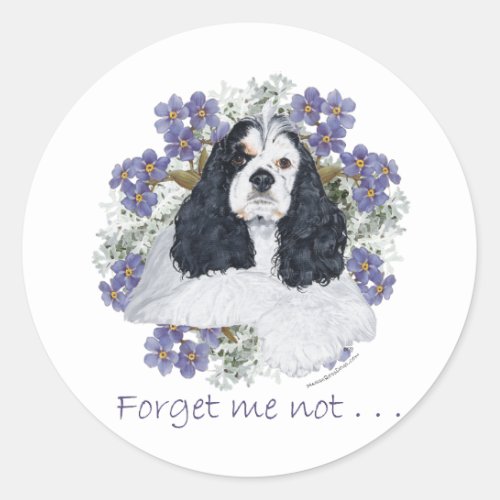 American Cocker Spaniel Forget Me Not Classic Round Sticker