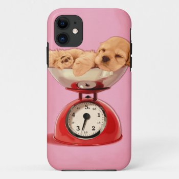 American Cocker Spaniel In Retro Kitchen Scale Iphone 11 Case by MarylineCazenave at Zazzle