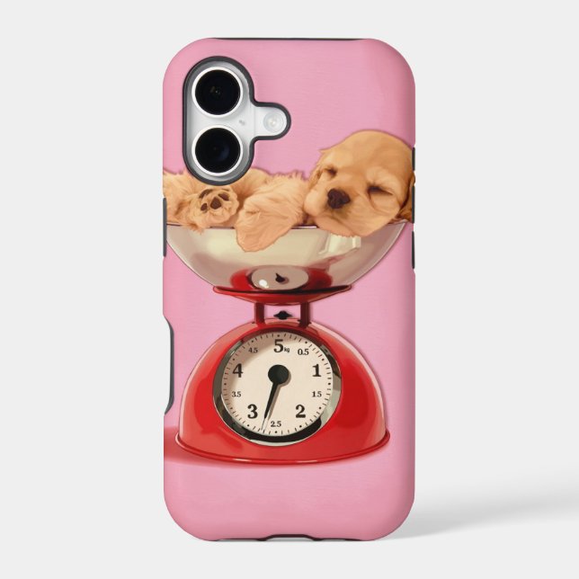 American cocker spaniel in retro kitchen scale iphone case (Back)