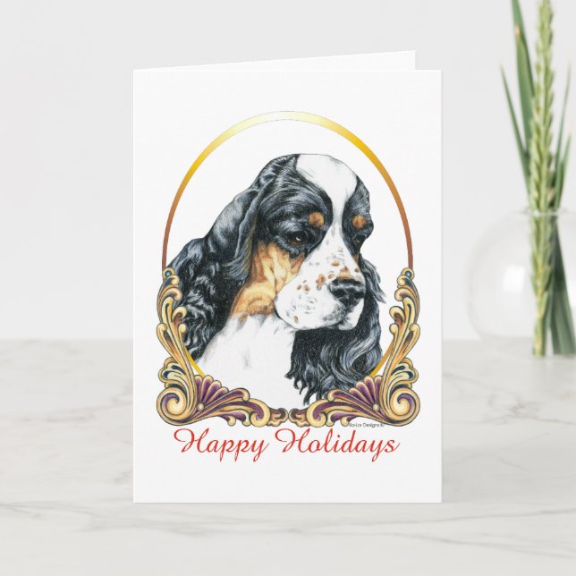 American Cocker Spaniel Parti Happy Holidays Holiday Card (Front)