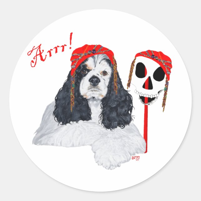 American Cocker Spaniel Pirate Classic Round Sticker (Front)