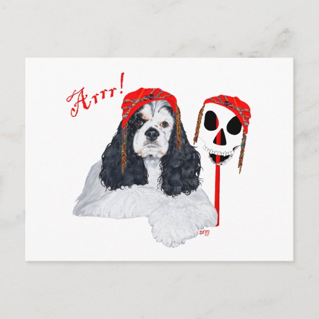 American Cocker Spaniel Pirate Postcard (Front)