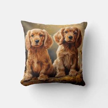 American Cocker Spaniel Puppies Throw Pillow by petsArt at Zazzle