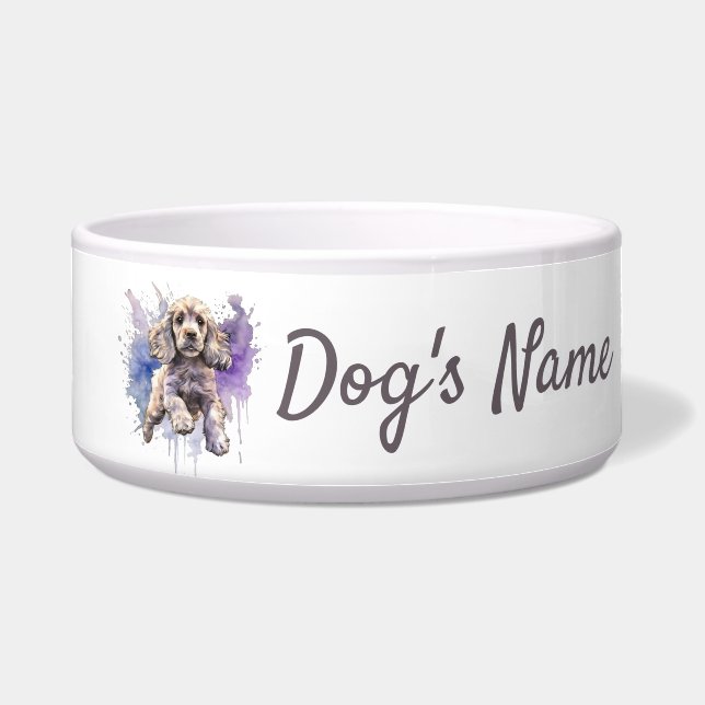 American Cocker Spaniel puppy Ceramic Pet Bowl (Front)