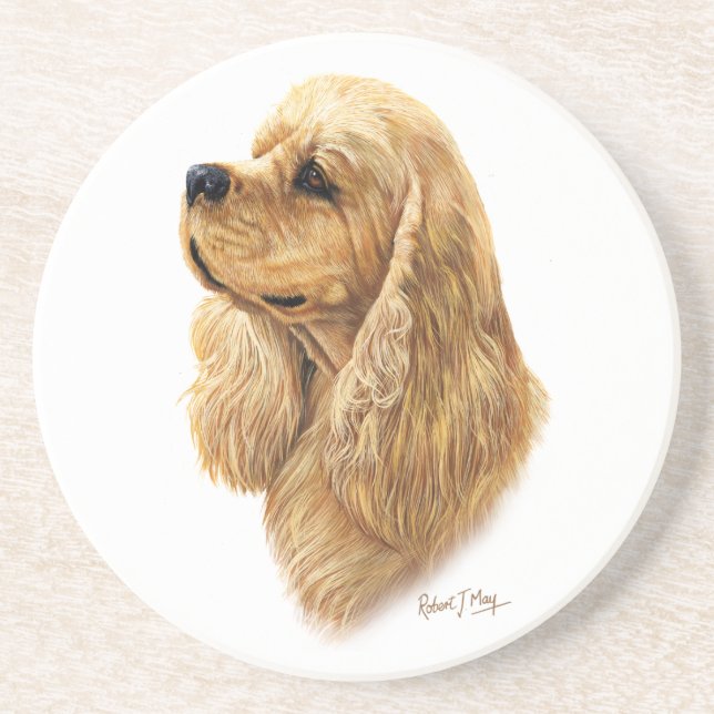 American Cocker Spaniel Sandstone Coaster (Front)