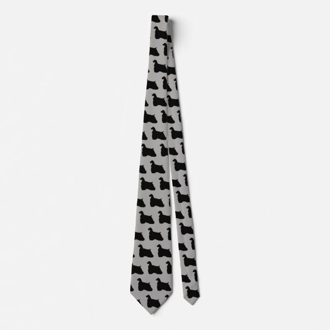 American Cocker Spaniel  Silhouette Neck Tie Grey (Front)
