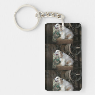 american cocker spaniel sitting keychain