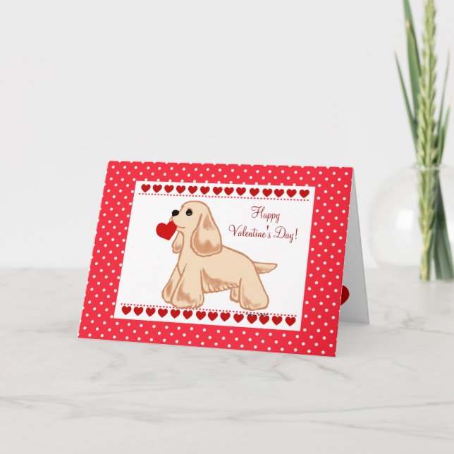 American Cocker Spaniel Valentine Cartoon Holiday Card (Front)