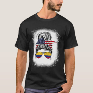American Colombian Half Girl Usa Colombia Flag Ble T-Shirt