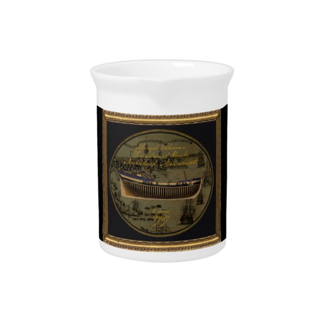 American Colonial Schooner Sir Edward Hawke Beverage Pitcher (Front)