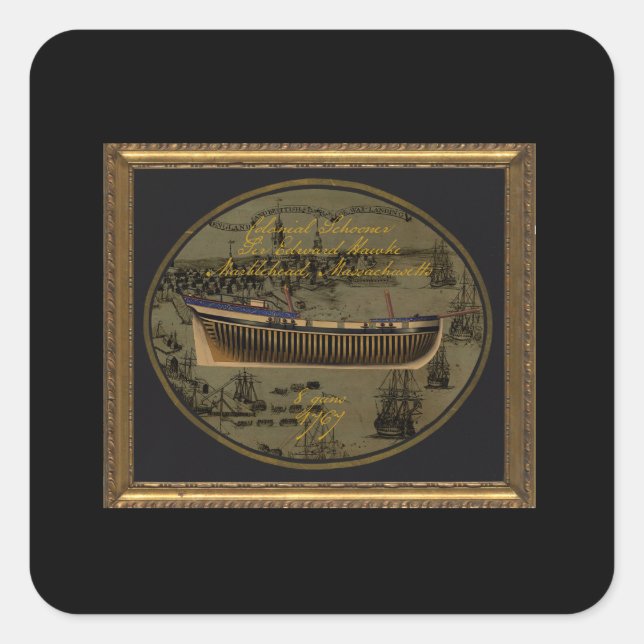 American Colonial Schooner Sir Edward Hawke Square Sticker (Front)