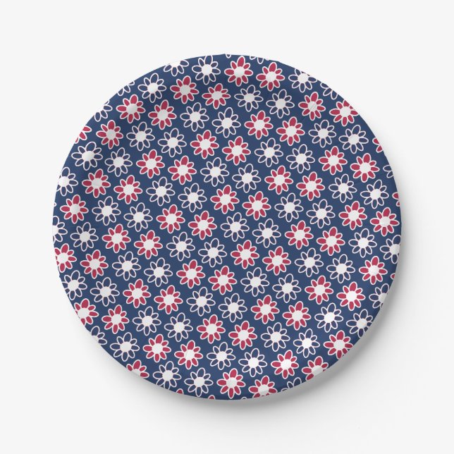 American colored flowers paper plates (Front)