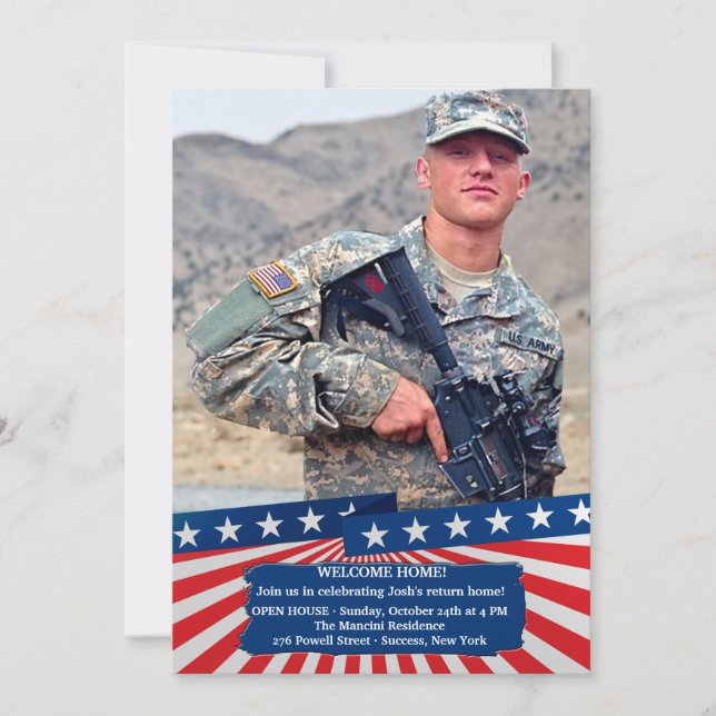 American Colors Photo Patriotic Invitation (Front)