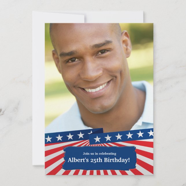 American Colors Photo Patriotic Invitation (Front)