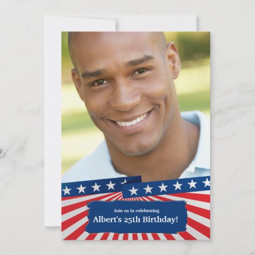 American Colors Photo Patriotic Invitation