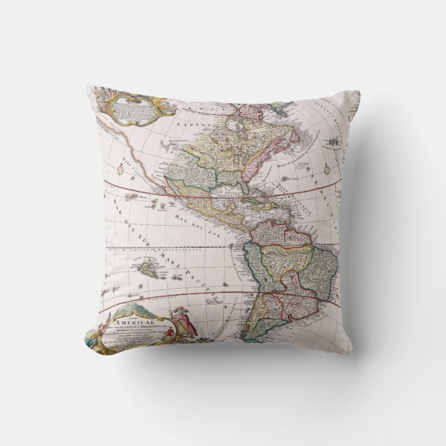 American Continents Throw Pillow (Front)