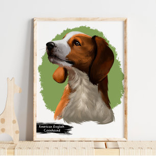 American Coonhound Portrait Pet Portrait Print