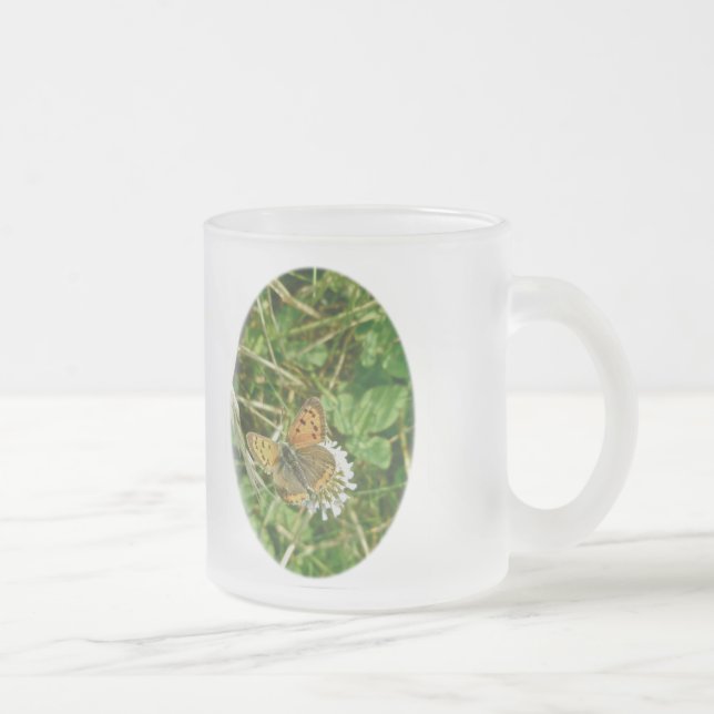 American Copper Butterfly Frosted Glass Coffee Mug (Right)