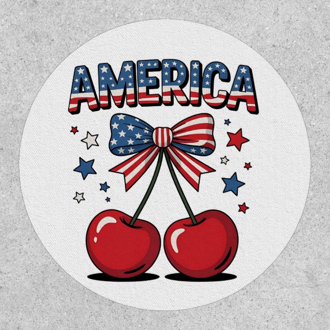 American Coquette Bow Cherry Aesthetic USA Flag  Patch (Front)