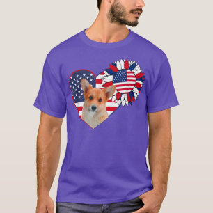 American Corgi Dog Heart 4th of July Usa Flag Patr T-Shirt