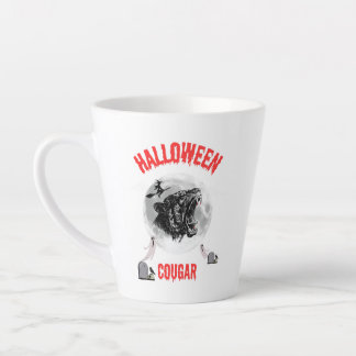 american cougar on halloween night with crows latte mug