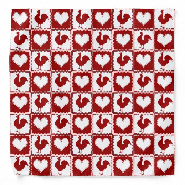 American Country Farm Chicken Gingham Bandana (Front)